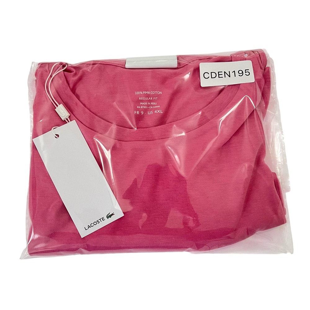 Lacoste Men's 4XL Pink Pima Cotton Crewneck T-Shirt Regular Fit NWT Luxury Basic - Picture 7 of 7